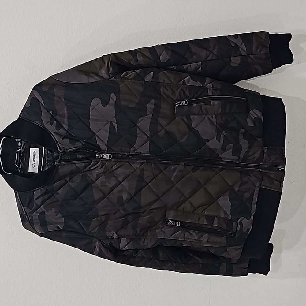 Calvin Klein Mens Jacket Camo Quilted Bomber Jacket Size M